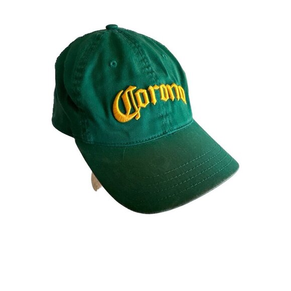 Corona Green Stretch Fit Hat Cap Gold Embroidery One Size - Picture 1 of 7